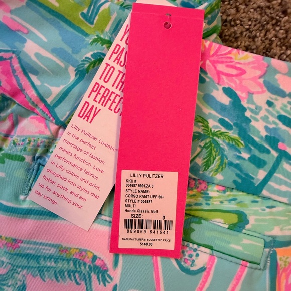 NWT Lilly Pulitzer Luxletic Corso Golf Pant UPF 50+ Honda Classic Golf size 0 - Picture 2 of 2